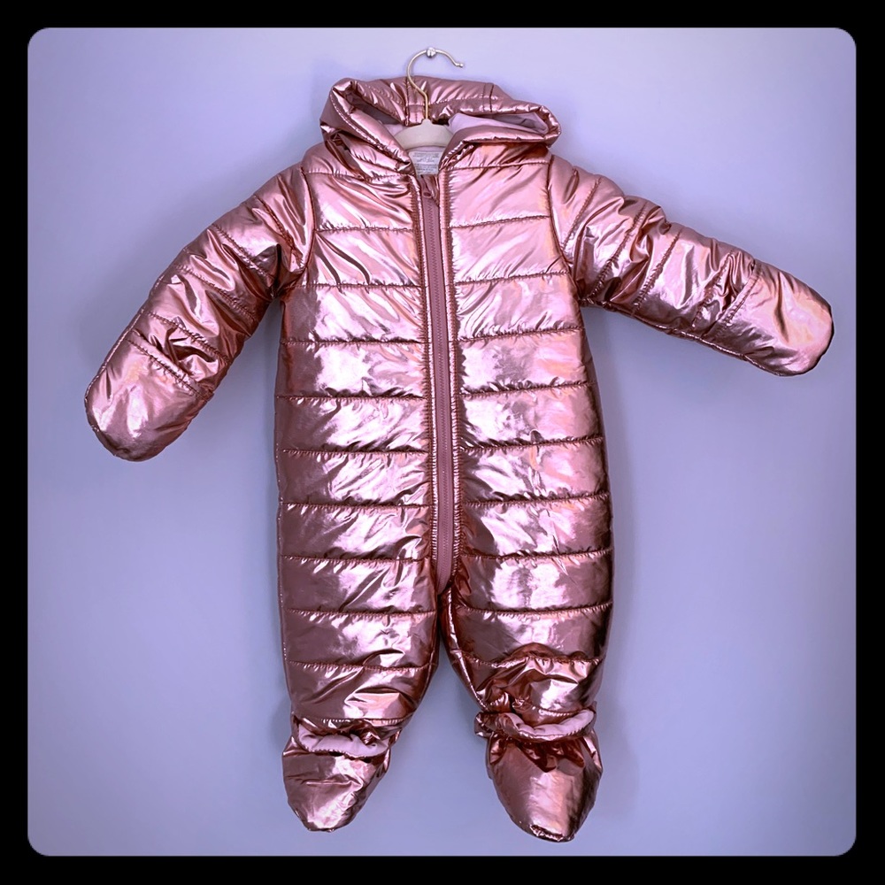 First Impressions girls rose gold snowsuit 3-6M